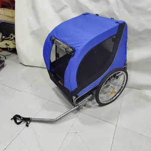 Remolque de bicicleta de alta calidad, rueda grande de 16 pulgadas, doble Color naranja y gris, para mascotas