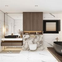 Meuble de salle de bain en contreplaqué de vanité d'usine en Chine avec lavabo en pierre de dalle de roche