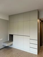 Armoire de chambre modulaire sur mesure avec éclairage LED, grande capacité, durable, en bois écologique, design moderne, portes battantes au sol