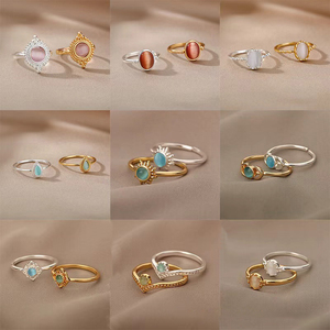 여성용 반지 18K 금 도금된 구리 반지 레트로 오팔 반지 - Product Image 2