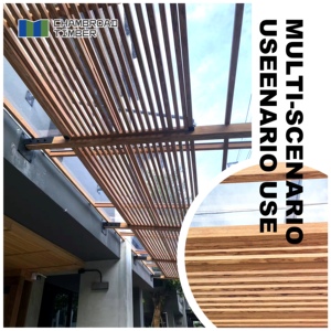 Paneles de persiana de madera anticorrosión a prueba de moho listones de madera duraderos para <span class=keywords><strong>fachada</strong></span> balcón escalera decoración arquitectónica - Product Image 4