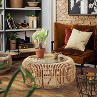 Petite table basse d'angle nordique moderne avec rotin véritable Design créatif Meubles de maison simples pour le salon