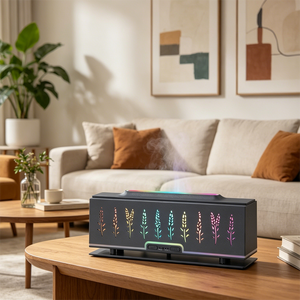 Humidificateur ultrasonique à télécommande avec effet <span class=keywords><strong>flamme</strong></span> 3D, design grain de bois et motif épi de blé, silencieux, diffuseur d'arômes coloré pour chambre et bureau - Product Image 6