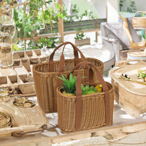 Modern Eco-Friendly Large Rectangle Rattan Weave <b>Storage</b> <b>Basket</b> for Food Picnic Bathing Fruit & Vegetable <b>Storage</b> Shopping - Product Image 1