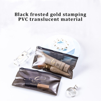 Logo imprimé à chaud en or, petit mini eva pvc, emballage réutilisable en plastique épais noir givré, pochette à fermeture éclair