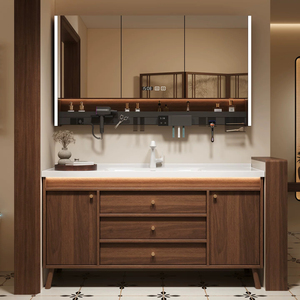 Mobile <span class=keywords><strong>bagno</strong></span> a parete in compensato stile medievale classico, ecologico, <span class=keywords><strong>con</strong></span> <span class=keywords><strong>specchio</strong></span> smart, garanzia 5 anni - Modello 2026 di punta - Product Image 2