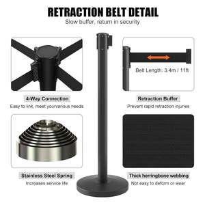Barriera per Gestione Code ad Alta Efficienza, Palo Retrattile Resistente con Cinghia per Terminal Aeroportuali - Product Image 5