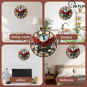 <b>Round</b> Wooden Wall Clock 25x25cm Traditional Roman Numeral Wood Wall Decor Home Study Room Decoration - Product Image 3