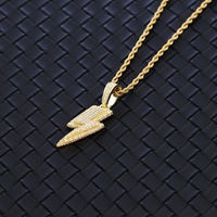 Colgante Yu Ying Lightning, Chapado en Oro Amarillo, Plata de Ley, Diamante Moissanita VVS, Colgante para Hombre Estilo Hip Hop