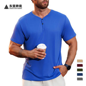 Temu Camiseta de manga corta con cuello en V para hombre, color sólido, transpirable, ligera, informal, de ajuste regular, para uso recreativo - Product Image 3
