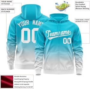 Sudadera con capucha y cremallera degradada por sublimación personalizada para hombre, chaqueta universitaria con nombre de equipo impreso en 3D, sudadera de forro polar estilo streetwear con capucha - Product Image 3