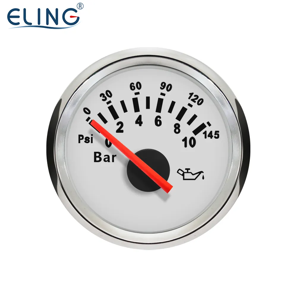 มิเตอร์วัดความดันน้ำมัน ELING 0-10bar 0-145Psi 52มม. (2 ") 12V/24V พร้อมไฟแบ็คไลท์
