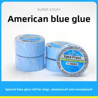 Fita Adesiva Dupla Face para Perucas e Apliques de Cabelo, Cola para Reforço de Cabelo Sem Costura para Lace Front, Fita Azul Americana, Embalagem de Filme Chinês