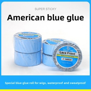 Ruban adhésif double face pour perruques, extensions capillaires, <span class=keywords><strong>colle</strong></span> de renforcement sans couture pour lace front, ruban bleu américain, emballage film Chine - Product Image 2