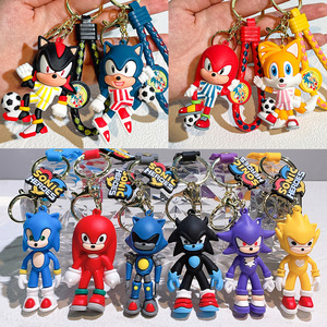 <span class=keywords><strong>Porte</strong></span>-clés en PVC 3D <span class=keywords><strong>Sonic</strong></span> personnalisé en gros, nouveau modèle, pendentif de voiture, anime, en silicone - Product Image 2