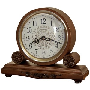 Solid Wood Table Clock European Classic Style Circular Silent <b>Desk</b> Clock For Living Room <b>Study</b> Office Furniture Color T1012A - Product Image 1
