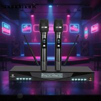 Microphone de karaoké KTV sans fil numérique à 2 canaux Soundmark K-150 avec suppression du bruit, capteur infrarouge, piles AA et contrôle du volume