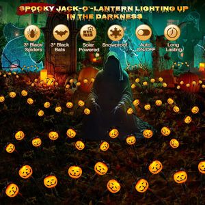 Solar Halloween <b>Lights</b> Outdoor 6 Head Pumpkin Spider Decor 2 Pack IP65 <b>LED</b> - Product Image 4