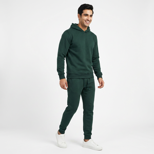 Conjunto de Sudadera con Capucha y Pantalones Deportivos Unisex de Moda para Otoño e Invierno, Estilo Casual, Lavado Ácido, Color Sólido, Ropa Deportiva de Dos Piezas - Product Image 1