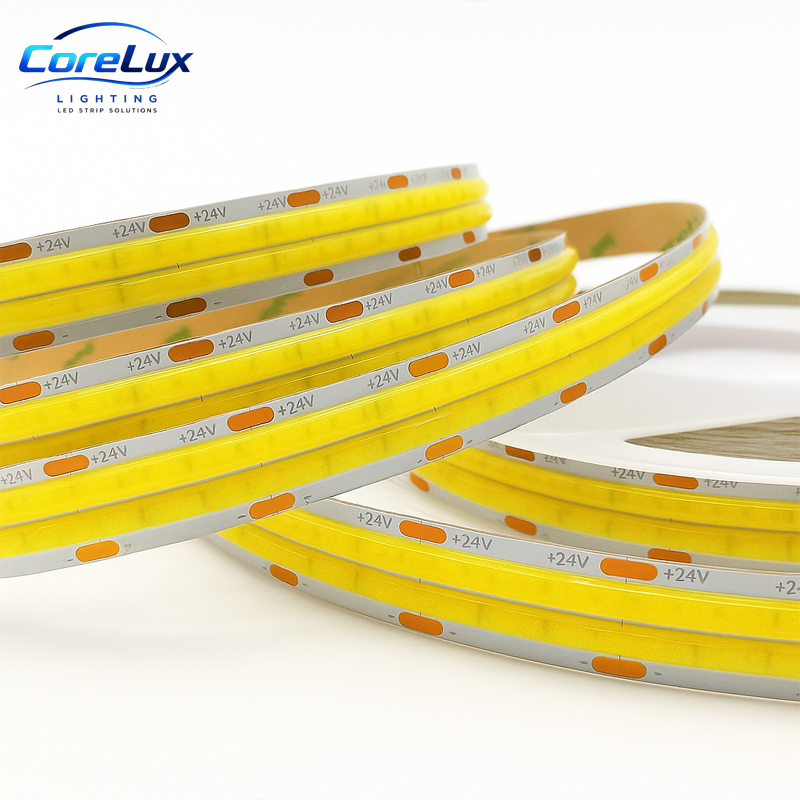 960 LEDs/m Double Row COB LED Strip 24V DC 28W/M Ra90 12MM Width 33.33mm Cuttable 5m/roll IP20 35/70um Copper