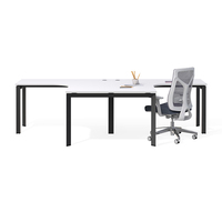 Table de bureau en L pour 2 personnes de qualité commerciale, avec structure renforcée et pieds triangulaires en fer, finition moderne thermolaquée, vente en gros