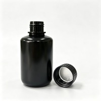 Flacon réactif en plastique HDPE noir opaque de 125 ml avec bouchon à vis, flacon rond pour échantillons, pour l'emballage de matières premières chimiques sensibles à la lumière