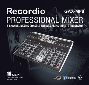 GAX-MF8 Audio 8 Canaux De Mixage 16 Numérique Effets de Réverbération Trois Égaliseur Console De Mixage avec USB Alimentation fantôme + 48V - Product Image 5