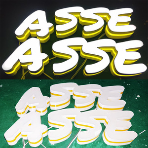 RGB Mini lettere in resina porta segnaletica LED di luce-emettitore di parola segno di illuminazione Fulllit acrilico sfondo muro per negozio - Product Image 5