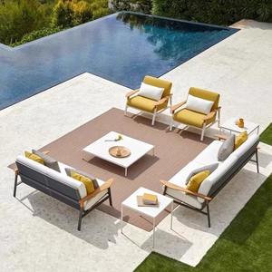 Conjunto de sofás de exterior de aleación de aluminio, minimalista, impermeable, para patio, hotel, casa de huéspedes y jardín. - Product Image 2