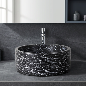 Lavabo de salle de bain carré moderne en céramique marron avec plateau blanc à poser sur comptoir pour usage commercial - Product Image 2