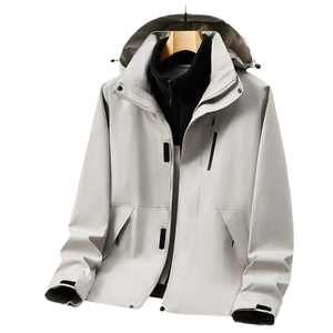Veste d'extérieur hivernale en toile épaisse, chaude, coupe-vent, à capuche et fermeture éclair, avec doublure <span class=keywords><strong>polaire</strong></span> décontractée. Service OEM disponible, logo personnalisé. - Product Image 1