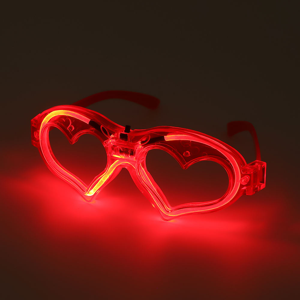 LED Heart-shaped Cold Light Glasses Graduation Party Customizable Colors Durable Comfortable Wear High Quality Portable Battery