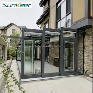 Sunkaer Enceinte coulissante en verre rétractable automatique pour <span class=keywords><strong>jardin</strong></span> extérieur, piscine ou villa, véranda, couverture <span class=keywords><strong>de</strong></span> toit, moulage plat dans le sol - Product Image 1