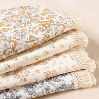 Couverture Bébé en Mousseline de Coton à Imprimé Floral Vintage, Bordure à Franges, Double Gaze, Douce, pour Nouveau-né