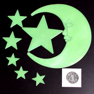 Pegatinas de pared de estrellas y luna que brillan en la oscuridad, de plástico fluorescente, extraíbles, para habitaciones infantiles, diseño moderno de dibujos animados - Product Image 4