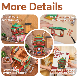 Tonecheer Trade Only Onsen Saga, maison de poupée en bois 3D à monter soi-même, thème Onsen japonais, pour magasin de cadeaux, décoration de la maison, boutique de jouets - Product Image 3