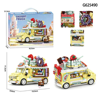 Ensemble de blocs de construction pour enfants DIY Street View Dessert & Sushi & Café & Burger Truck, ensemble d'assemblage de micro-particules, décoration de la maison, cadeau