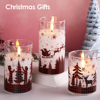 Ensemble cadeau de bougies de Noël en verre à la cire de paraffine pour la décoration de la maison de Mermei, bougies LED sans flamme de Noël
