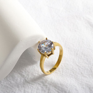 แหวนกันน้ำไม่หมอง คุณภาพดี ชุบทอง 14k 18k PVD แหวนสแตนเลส 316L ประดับเพชรซิคอน แหวนหมั้นสำหรับผู้หญิง - Product Image 5