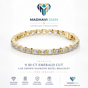 Élégant bracelet tennis serti de diamants de laboratoire taille émeraude 9,30 CT - Product Image 1