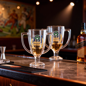 Trofeo de Vidrio Personalizado con Doble Asa, Copa de <span class=keywords><strong>Cerveza</strong></span> Creativa para Festival de <span class=keywords><strong>Cerveza</strong></span>, Logotipo de Fútbol, Modelo 450, Hecho en China - Product Image 5