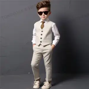 Vêtements personnalisés 2023 printemps automne mode Gentleman enfants vêtements nouveau costume blanc garçon gilet costume grossiste