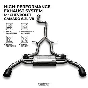 ท่อไอเสียแบบ Catback สแตนเลส Vortex พร้อมวาล์ว สำหรับ Chevrolet Camaro SS 6.2L V8 ปี 2016-2024 ปลายท่อคู่สีดำ วาล์วอิเล็กทรอนิกส์ - Product Image 1