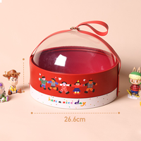 Boîtes cadeaux rigides rondes personnalisées avec couvercle en dôme transparent et poignée, boîtes d'emballage en papier floral avec logo, vente en gros