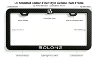 Cadre de plaque d'immatriculation en plastique ABS standard américain BOLONG, 12x6 pouces, support de plaque d'immatriculation de voiture, logo personnalisé, cadre de plaque d'immatriculation vierge