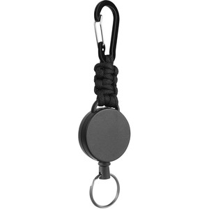 Porte-clés rétractable noir avec mousqueton et boucle en paracorde pour usage extérieur - Product Image 1