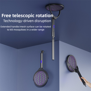 Raquette électrique anti-mouches rotative et extensible 2800V haute tension, isolée et sécurisée, avec verrouillage enfant pour usage domestique intérieur, prête à être expédiée - Product Image 5