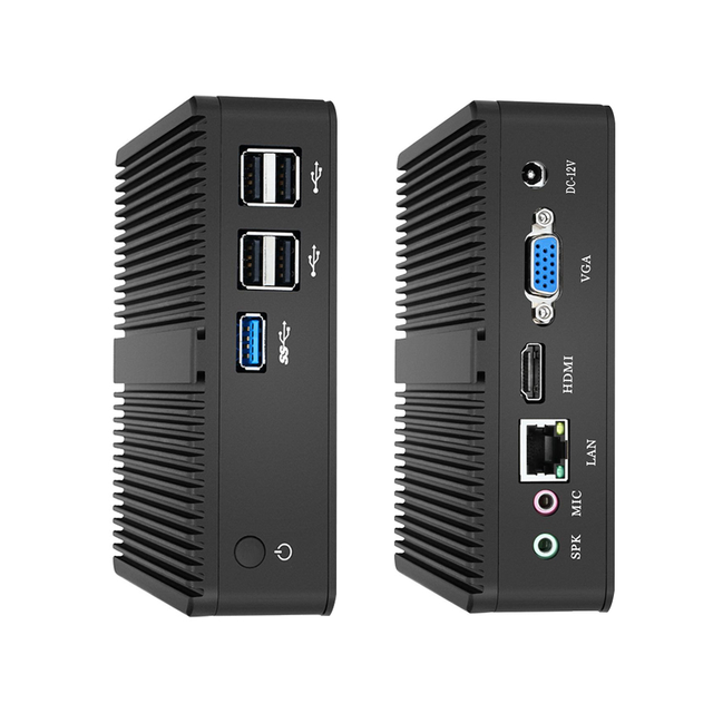 Fanless Mini PC Computer In-tel Ce-leron N2830 Win10 Linux HTPC Nettop 5xUSB H D VGA 300Mbps WiFi NUC Compact PC