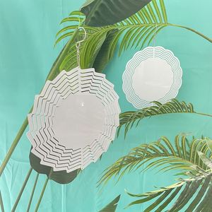 Cheap Wholesale White Blank Sublimation Aluminium Metal Art Hanging Yard Garden Porch Patio Round Spinner Wind Mills - Product Image 1