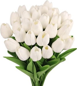 Flores artificiales tallos de tulipán de imitación sensación Real PU tulipanes <span class=keywords><strong>amarillo</strong></span> aspecto Real flores falsas decoración de fiesta a granel - Product Image 3